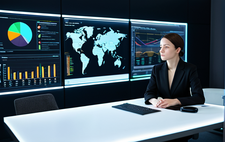 A professional female business executive, fully clothed in a modest, dark business suit, sits attentively at a sleek, minimalist desk in a futuristic, modern office. She is looking intently at a large, transparent holographic display that projects complex B2B customer profiling data, dynamic market analysis graphs, and detailed competitor insights, all representing AI-driven intelligence. The office environment is clean, brightly lit with natural light, and features subtle, futuristic digital interfaces in the background. The scene emphasizes strategic decision-making and innovation through data. safe for work, appropriate content, perfect anatomy, correct proportions, natural pose, well-formed hands, proper finger count, professional dress, high quality, studio lighting.