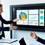 **

A diverse team of professionals collaborating around a large interactive touchscreen display in a modern, sunlit office. They are dressed in smart casual attire, engaged in a presentation. Focus on clean lines, bright colors, and a sense of innovation. *safe for work, appropriate content, fully clothed, professional, perfect anatomy, natural proportions, high quality, well-formed hands.*

**