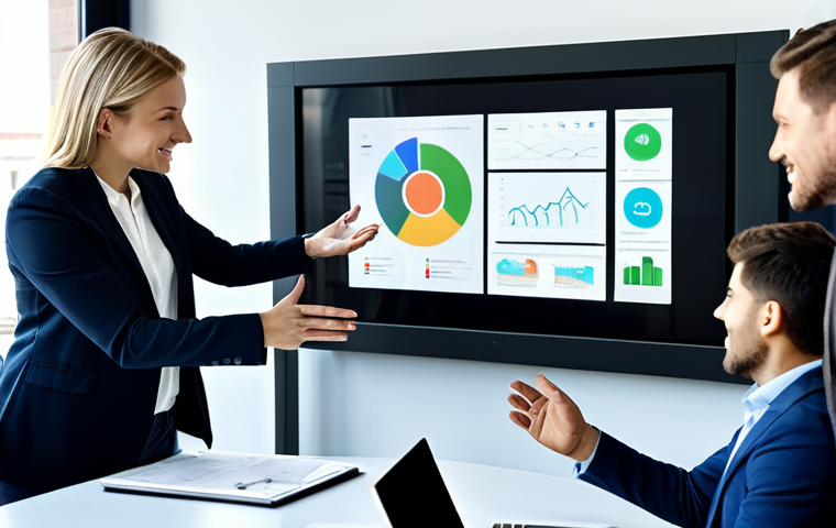 **
A diverse team of professionals collaborating around a large interactive touchscreen display in a modern, sunlit office. They are dressed in smart casual attire, engaged in a presentation. Focus on clean lines, bright colors, and a sense of innovation. *safe for work, appropriate content, fully clothed, professional, perfect anatomy, natural proportions, high quality, well-formed hands.*
**