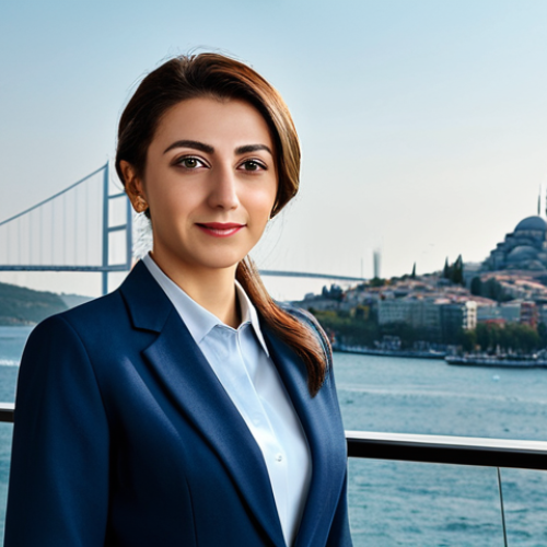 Home 23 BB 세일즈 프로세스 개선을 위한 고객 경험 전략 - Modern Istanbul Office**
"A successful businesswoman in a stylish, modest business suit, standing c...