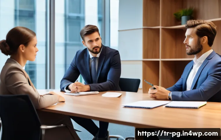 BB 세일즈 프로세스 개선을 위한 고객 인터뷰 기법 - **Prompt 1: The Empathetic Business Connection**
    "A vibrant, modern office meeting room bathed i...